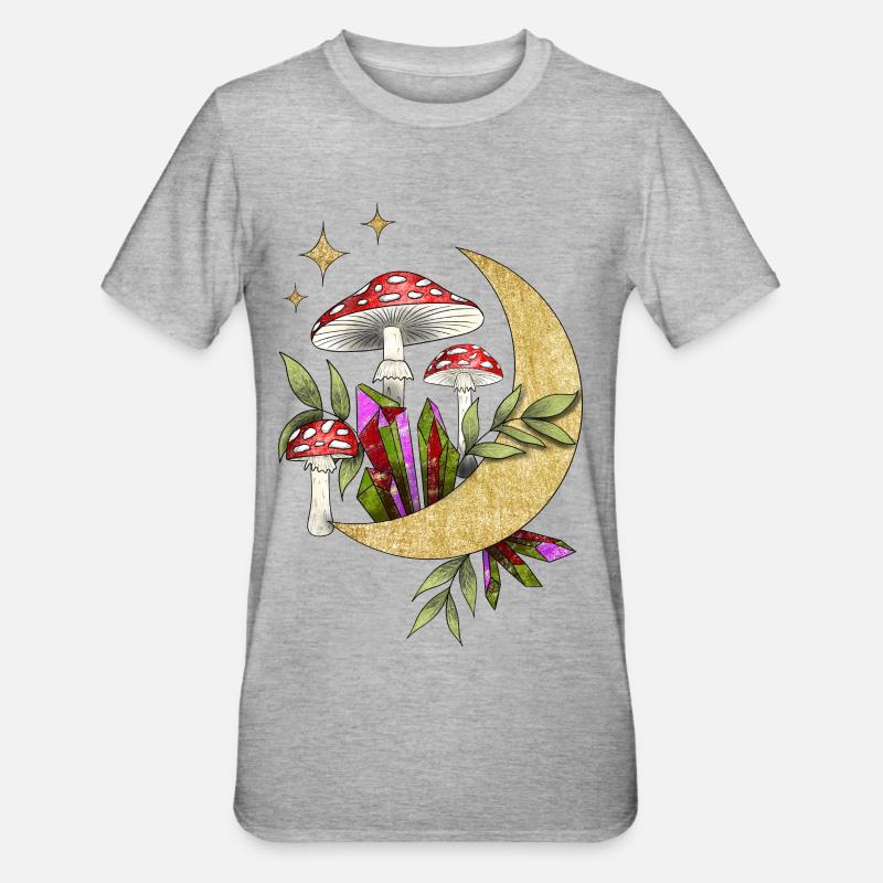 Champignons au clair de lune - T-shirt polycoton Unisexe - gris chiné