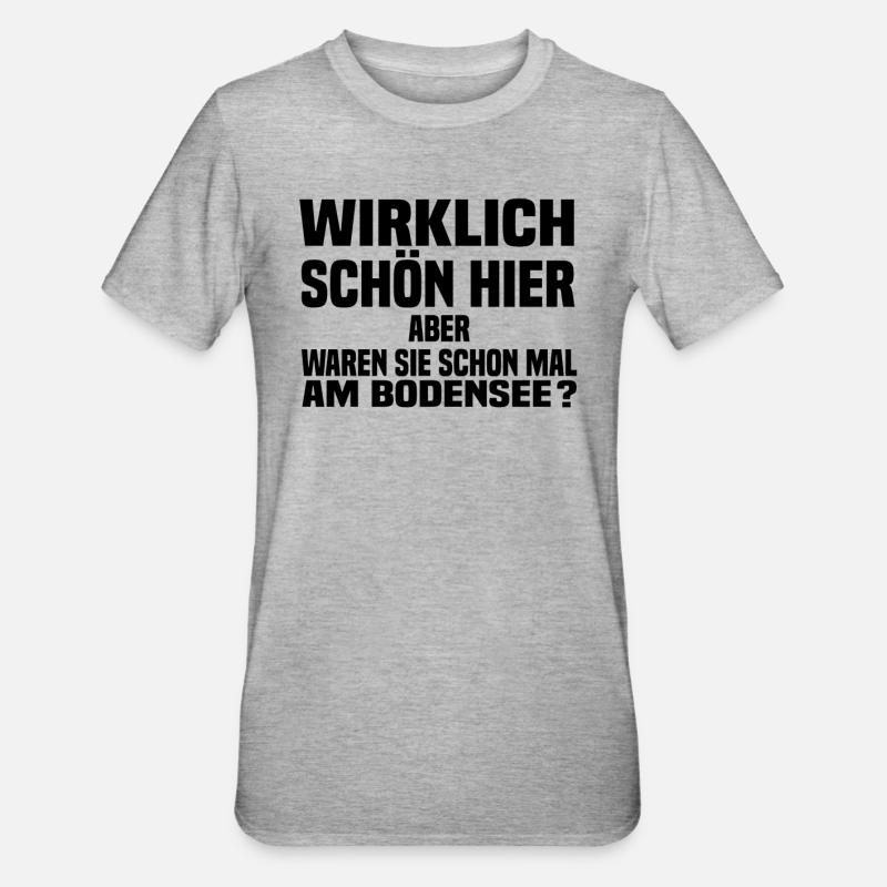schön hier bodensee - Unisex Polycotton T-Shirt - Grau meliert