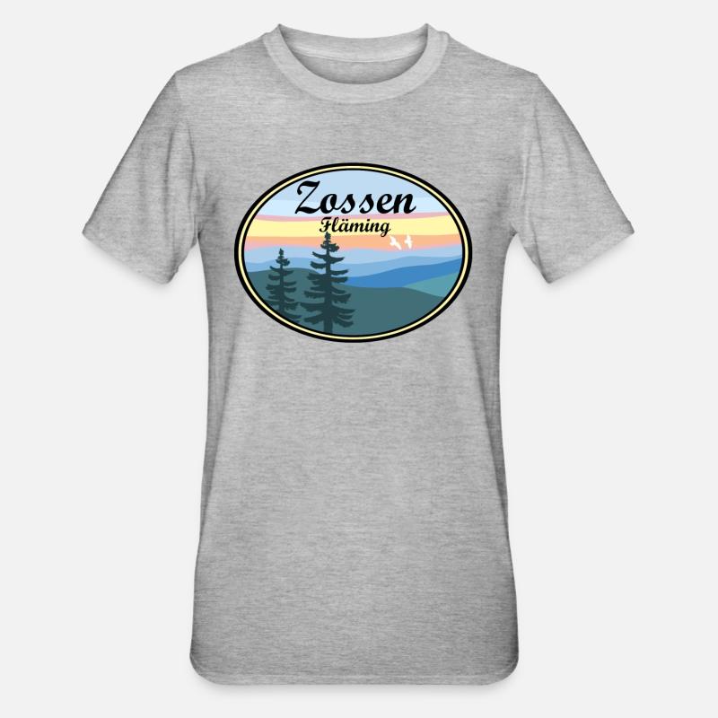 Zossen Fläming Sticker - Unisex Polycotton T-Shirt - Grau meliert