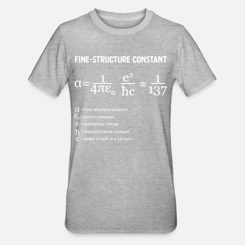 Fine Structure Constant Physics - Unisex Polycotton T-Shirt - heather grey