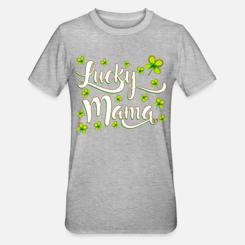 Lucky Mama Saint-Patrick - T-shirt polycoton Unisexe - gris chiné