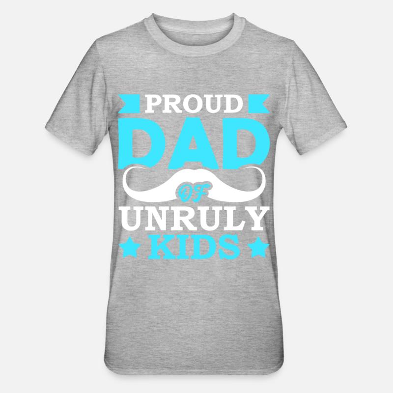 Fier père d’enfants indisciplinés - T-shirt polycoton Unisexe - gris chiné