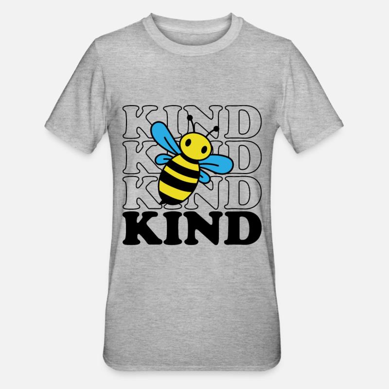 Bee Kind - Unisex Polycotton T-Shirt - Grau meliert