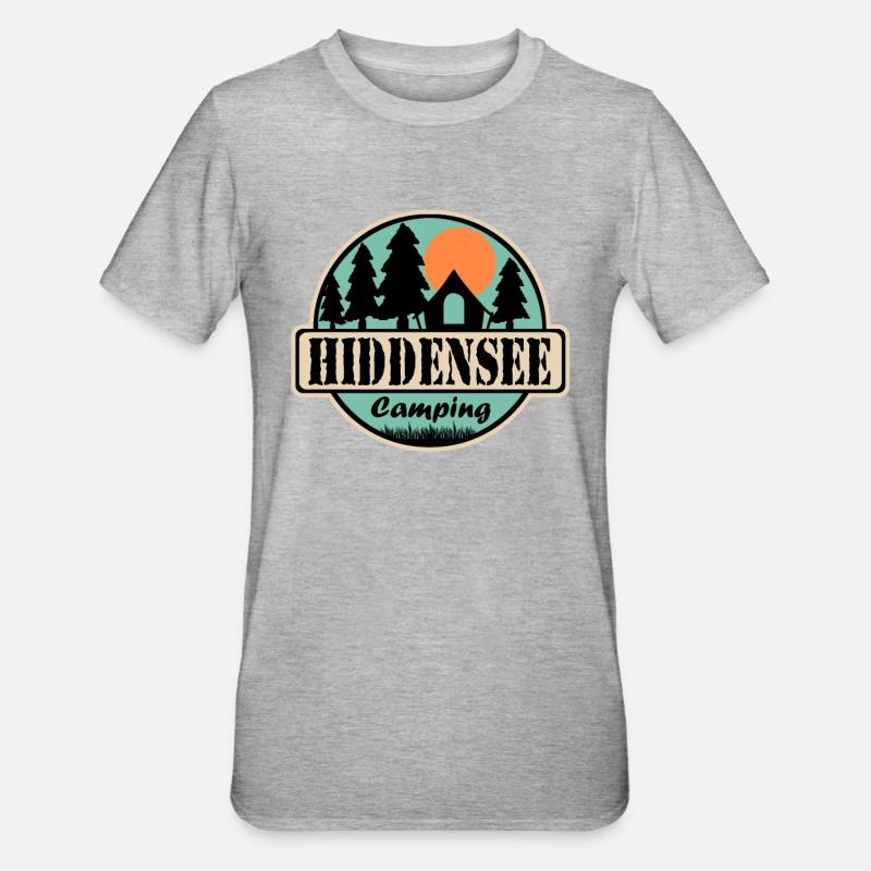 Hiddensee Camping - Unisex Polycotton T-Shirt - Grau meliert