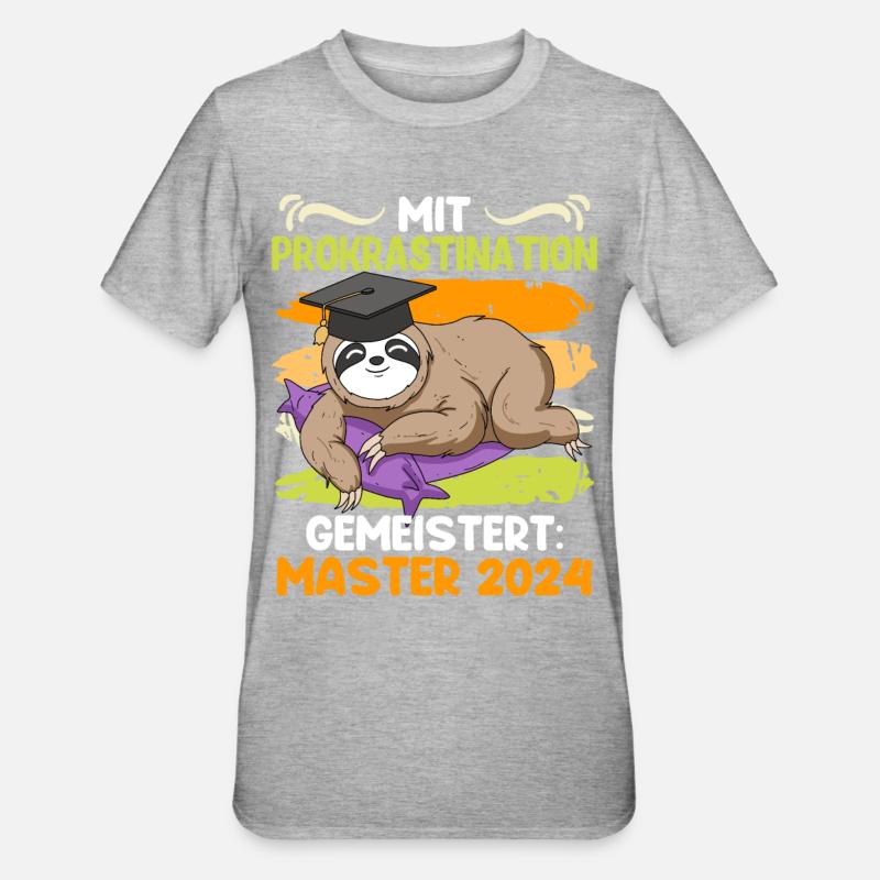 Master Mit Prokrastination Gemeistert Master - Unisex Polycotton T-Shirt - Grau meliert