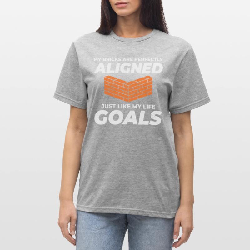 Aligned Bricks, Aligned Goals: Humorous Bricklayer Unisex Polycotton T-Shirt