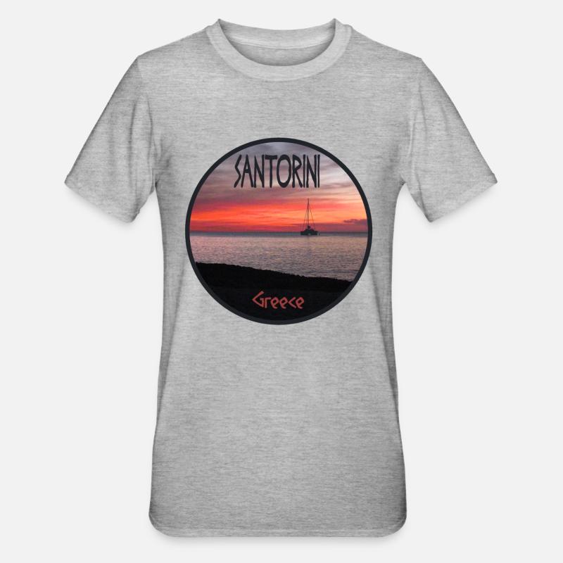 Santorini Greece Sunset - Unisex Polycotton T-Shirt - heather grey