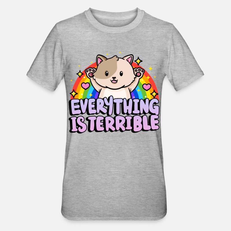 Alles Ist Schrecklich Sarkasmus Regenbogen - Unisex Polycotton T-Shirt - Grau meliert