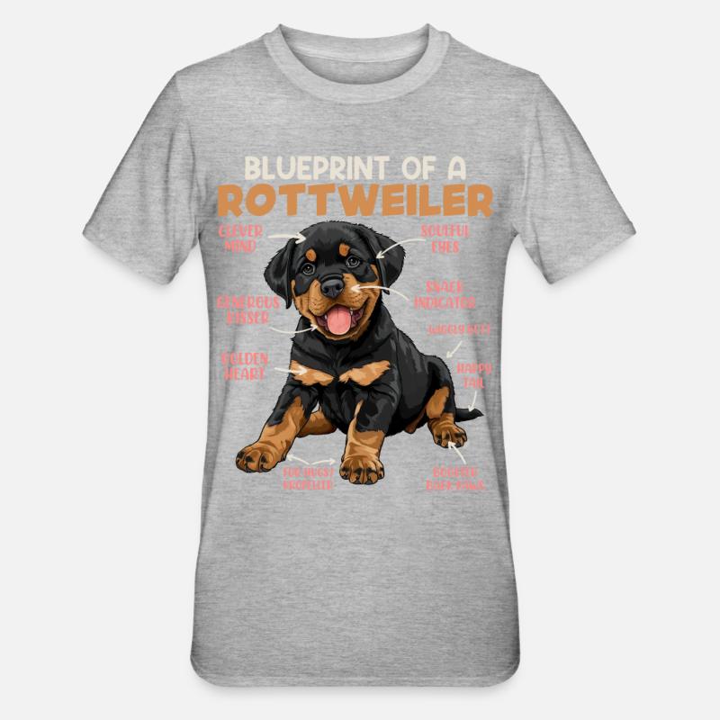 Rottie PLAN D’UN PROPRIÉTAIRE DE ROTTWEILER Drôle - T-shirt polycoton Unisexe - gris chiné