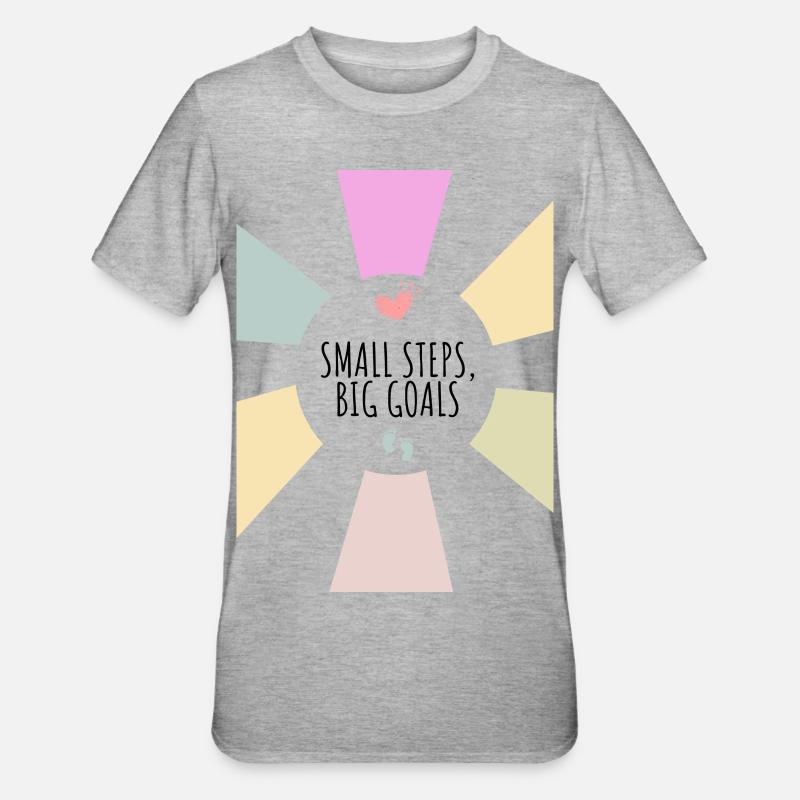 Petits pas, grands objectifs - T-shirt polycoton Unisexe - gris chiné