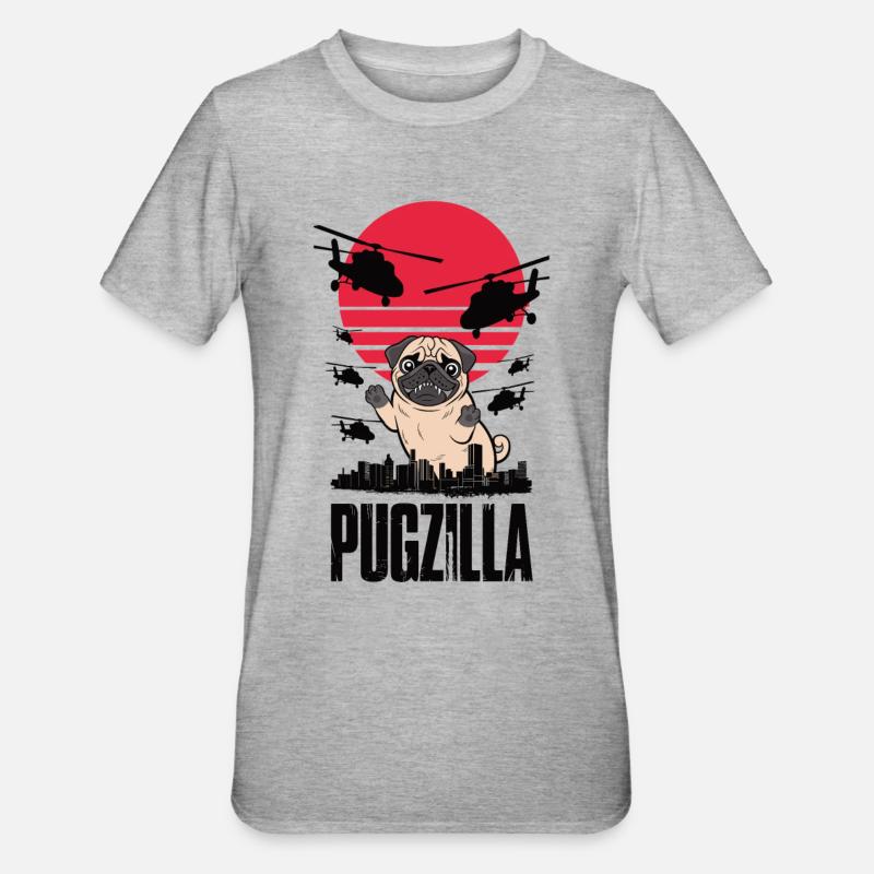 Pugzilla - Unisex Polycotton T-Shirt - heather grey