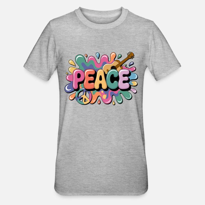 PEACE – Psychedelic - Unisex Polycotton T-Shirt - heather grey