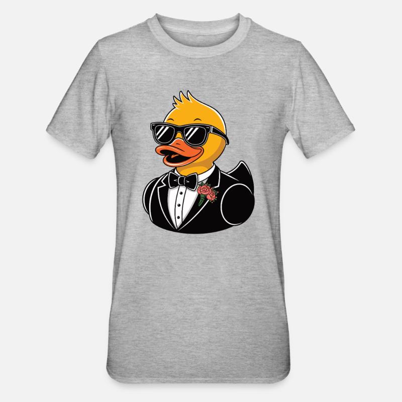 Gummiente Braeutigam - Unisex Polycotton T-Shirt - Grau meliert