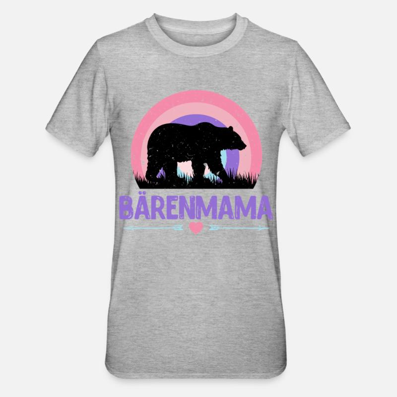 Werdende Mutter BÄRENMAMA Lustiges - Unisex Polycotton T-Shirt - Grau meliert