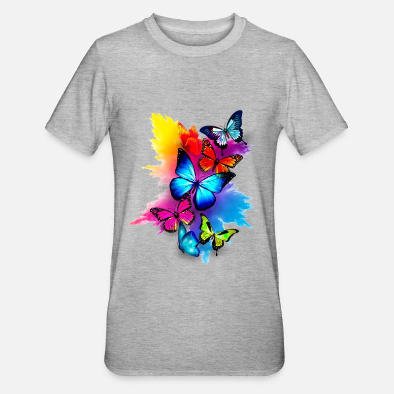 Butterfly Splash Coloré - T-shirt polycoton Unisexe - gris chiné