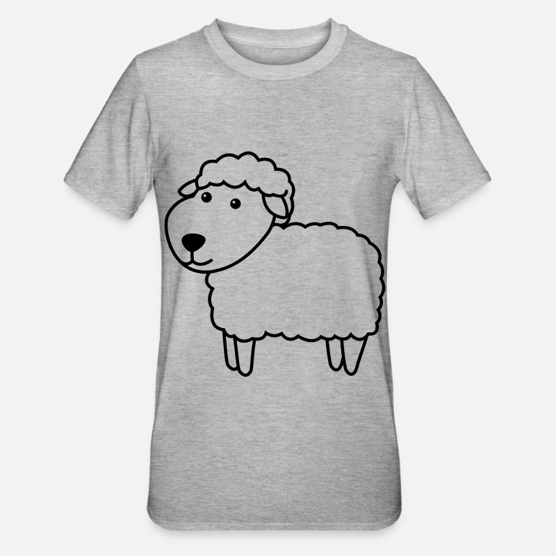 Schaf Comic Tier - Unisex Polycotton T-Shirt - Grau meliert