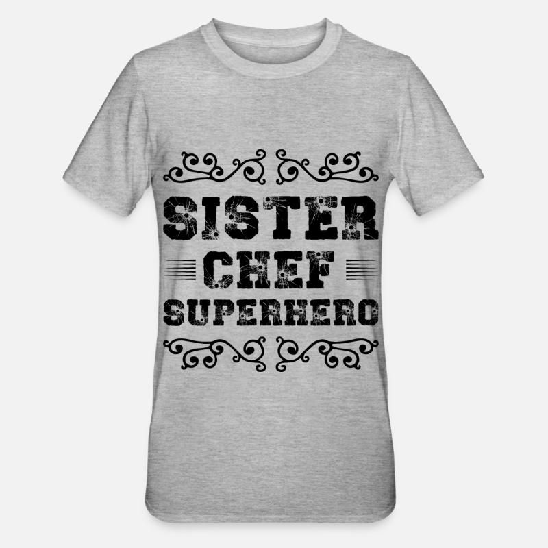 Schwester Chef Superheld - Unisex Polycotton T-Shirt - Grau meliert
