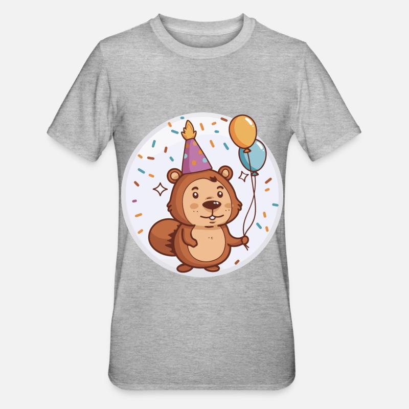 Bébé d’anniversaire de castor - T-shirt polycoton Unisexe - gris chiné