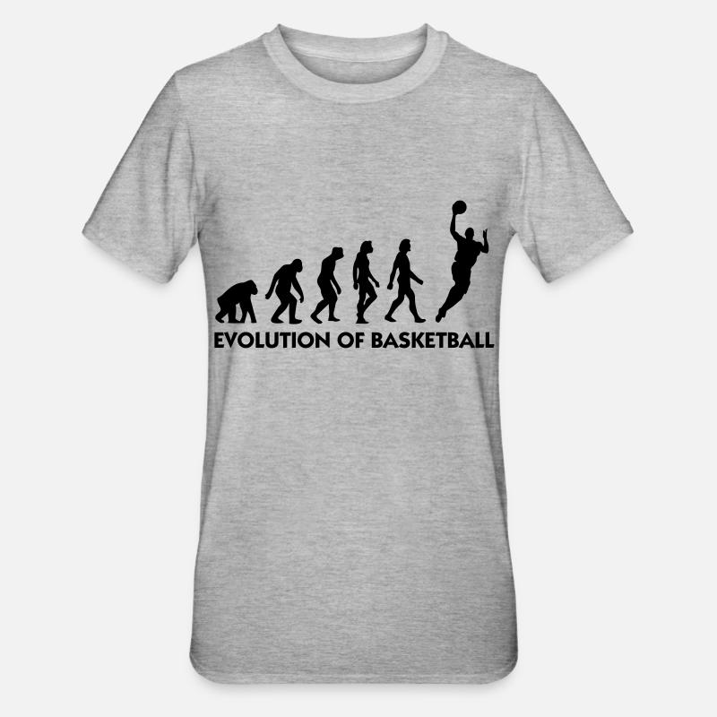 L évolution de Basket-ball - T-shirt polycoton Unisexe - gris chiné