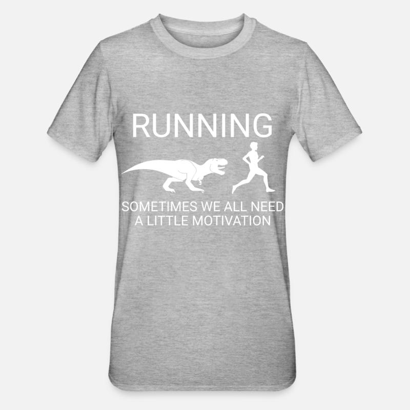 Conception de dinosaures running - T-shirt polycoton Unisexe - gris chiné