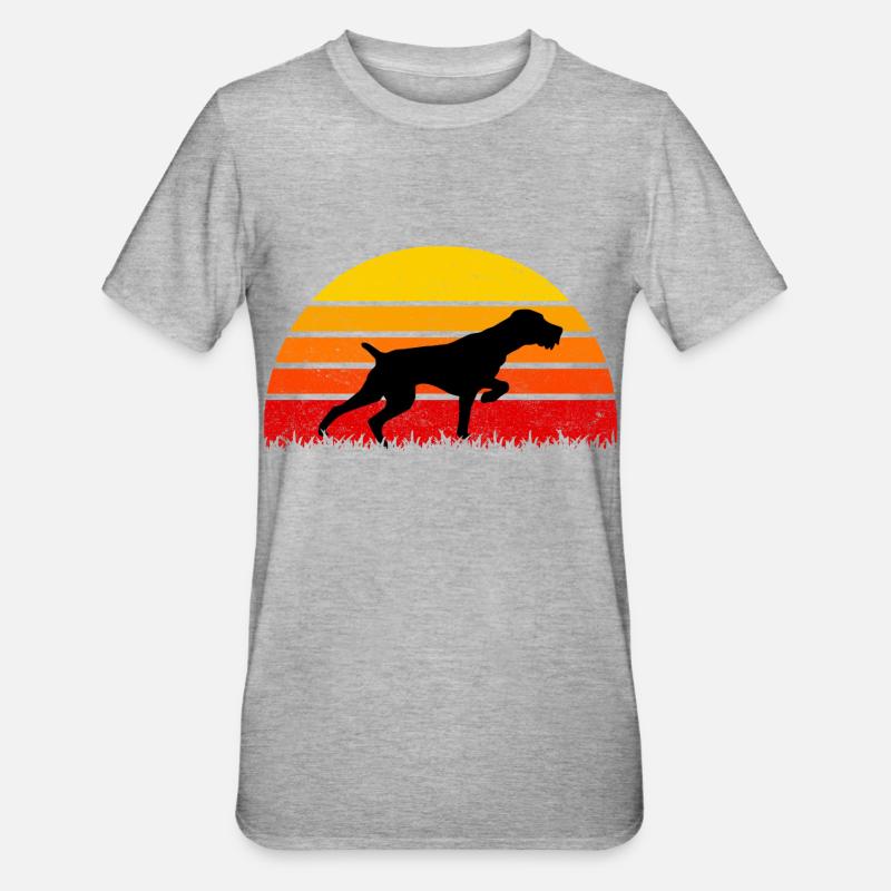 Drahtharr Chiens Sunset Dogs - T-shirt polycoton Unisexe - gris chiné