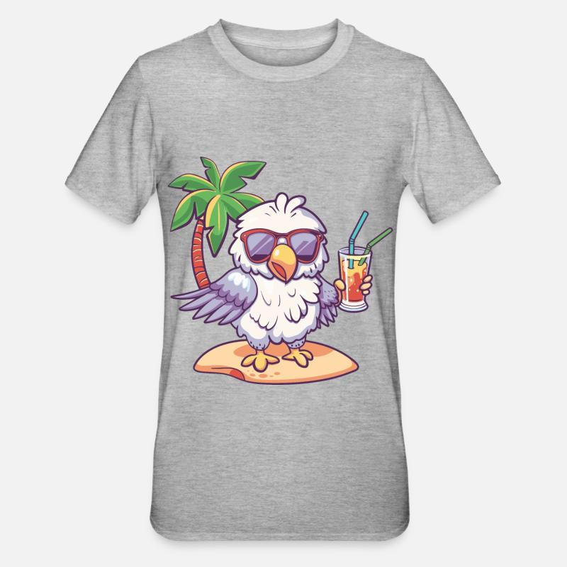 Eagle Summer Beach Comic - Unisex Polycotton T-Shirt - heather grey