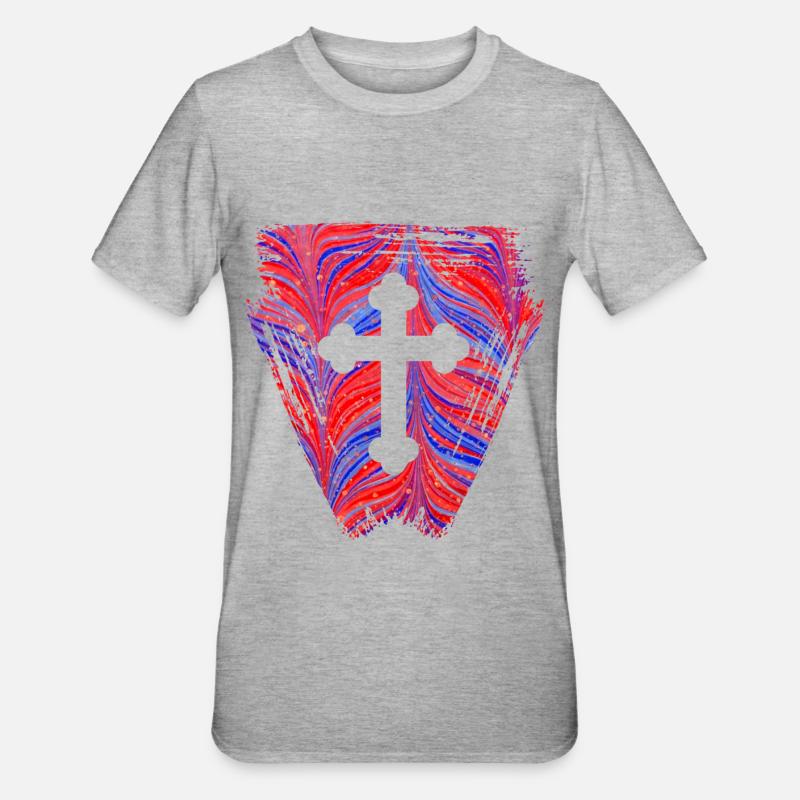 croix 4 e 279 - T-shirt polycoton Unisexe - gris chiné