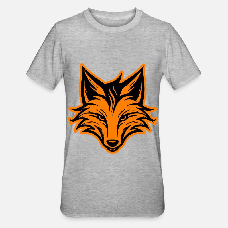 Fuchs Kopf Silhouette - Unisex Polycotton T-Shirt - Grau meliert