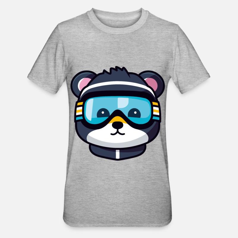Ski Bear Comic - Unisex Polycotton T-Shirt - heather grey