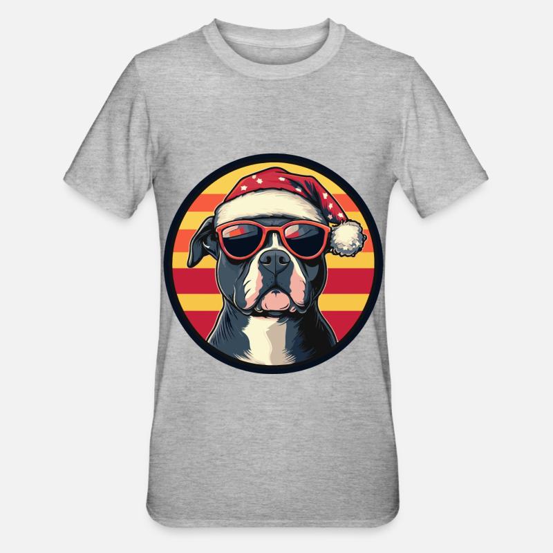 Pit Terrier Chien Noël Cool - T-shirt polycoton Unisexe - gris chiné