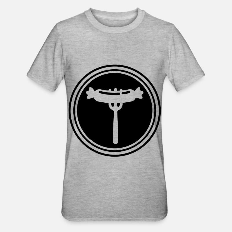 Bratwurst Fleisch icon - Unisex Polycotton T-Shirt - Grau meliert
