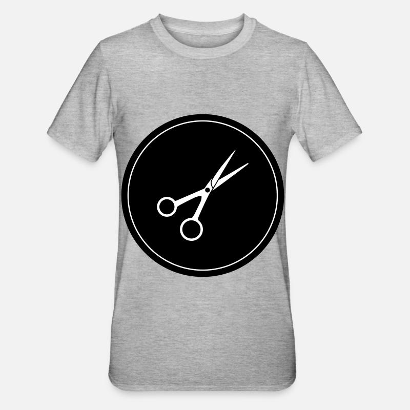 Schere Barber Kreis - Unisex Polycotton T-Shirt - Grau meliert