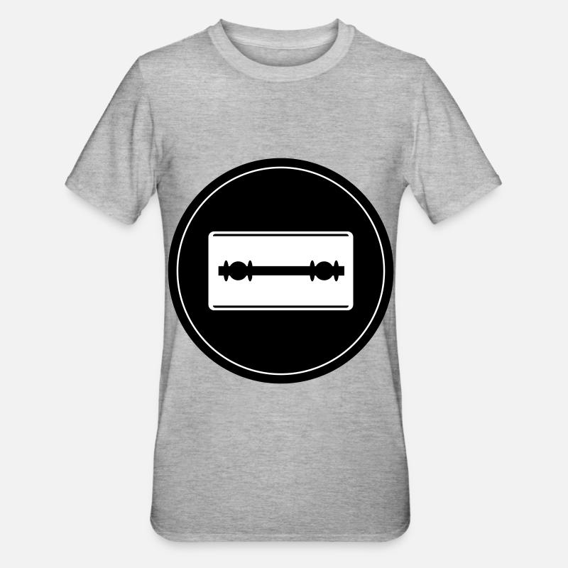Rasierklinge Icon Kreis - Unisex Polycotton T-Shirt - Grau meliert