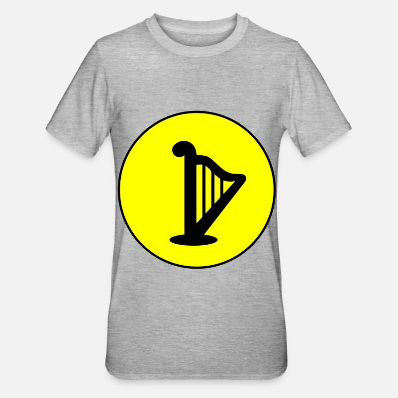 Harfe symbol - Unisex Polycotton T-Shirt - Grau meliert