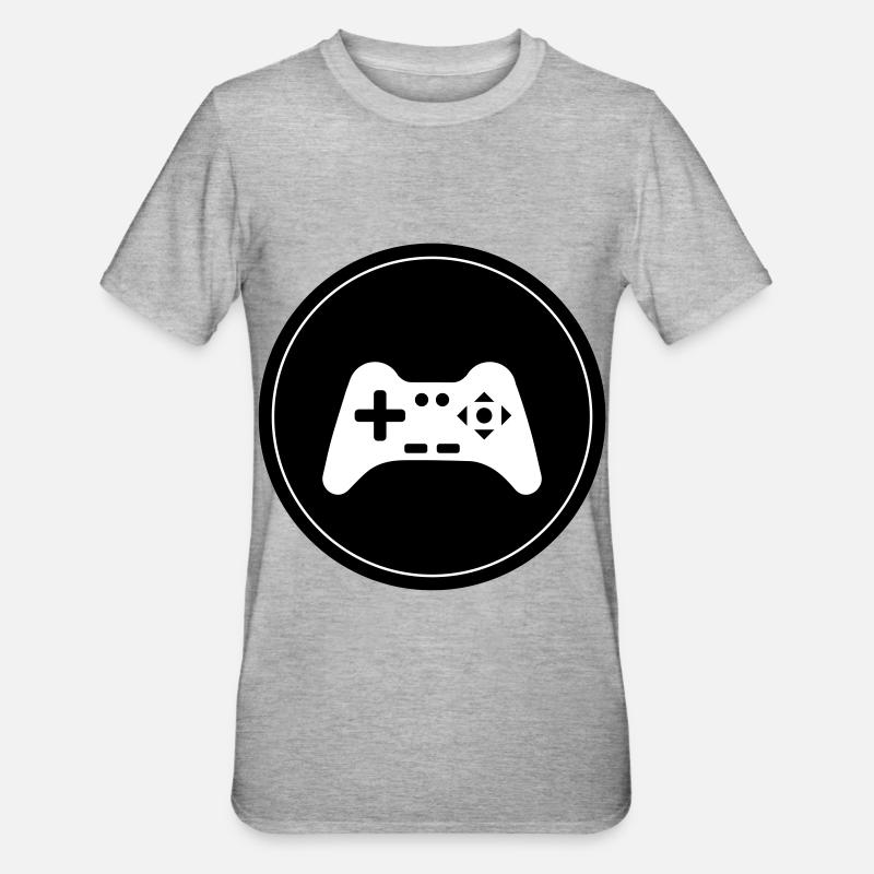 Gamepad Symbol Controller Circle - Unisex Polycotton T-Shirt - heather grey