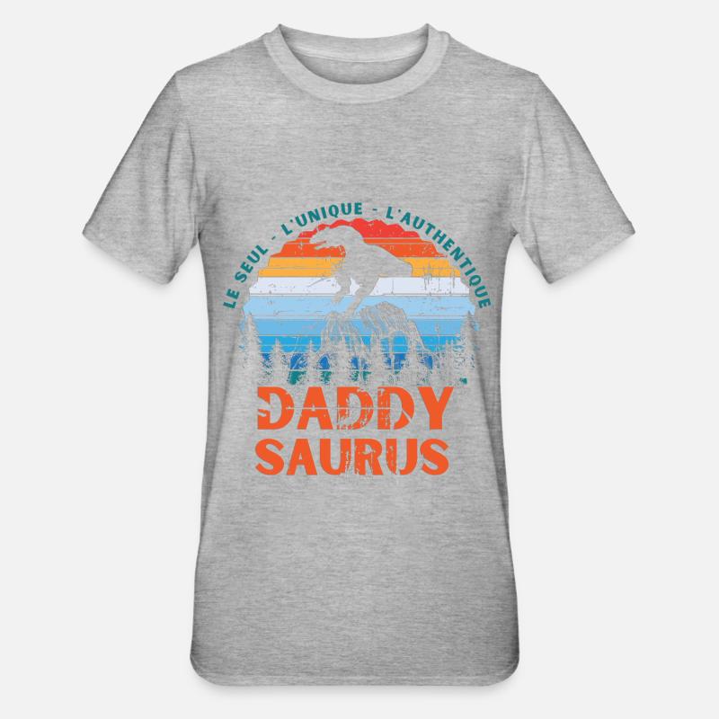 Papa Saurus - Unisex Polycotton T-Shirt - Grau meliert