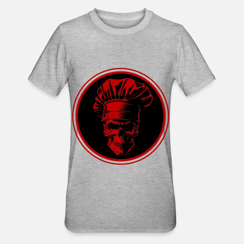 Chef Skull Chef - T-shirt polycoton Unisexe - gris chiné