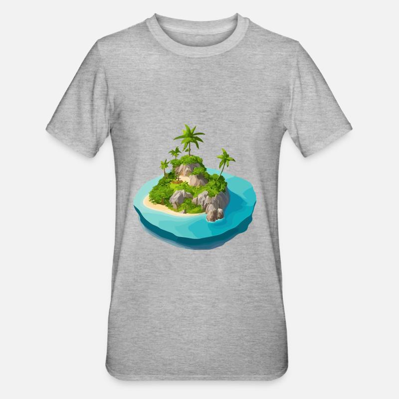 Island vectorized - Unisex Polycotton T-Shirt - heather grey