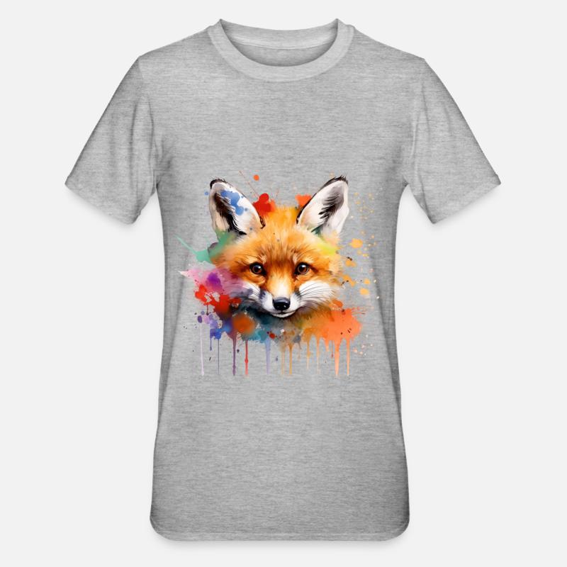 Fuchs, Welpe - Unisex Polycotton T-Shirt - Grau meliert