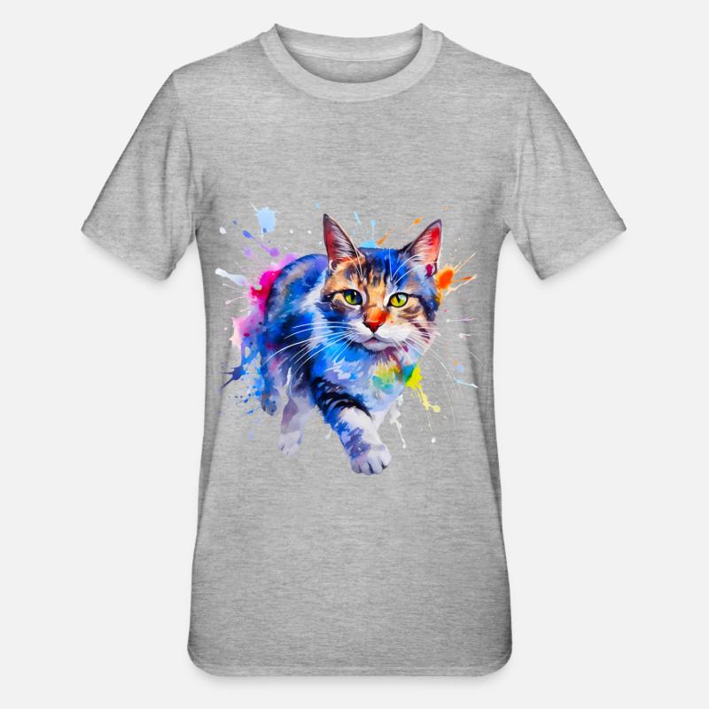 chat, chaton - T-shirt polycoton Unisexe - gris chiné