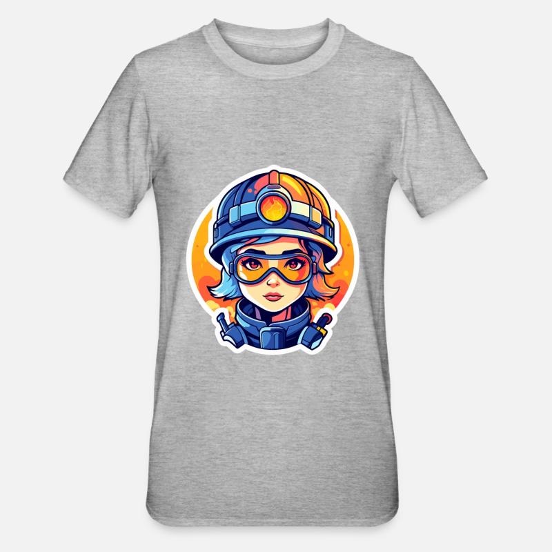 Dessin de pompier - T-shirt polycoton Unisexe - gris chiné