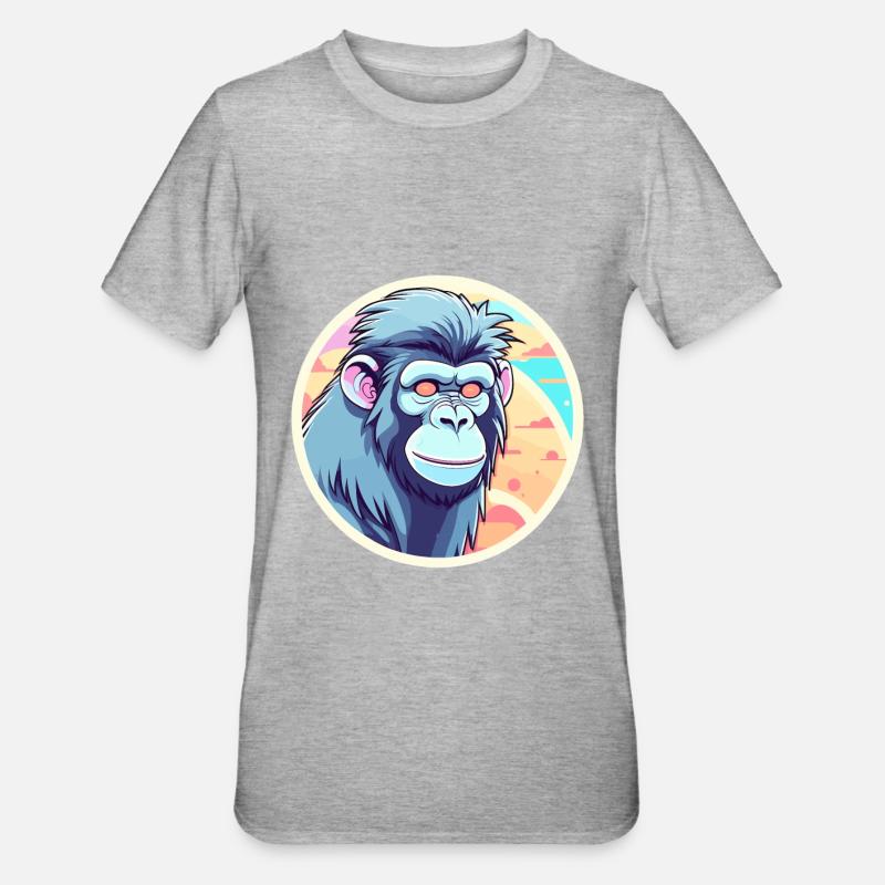 Illustration de singe - T-shirt polycoton Unisexe - gris chiné