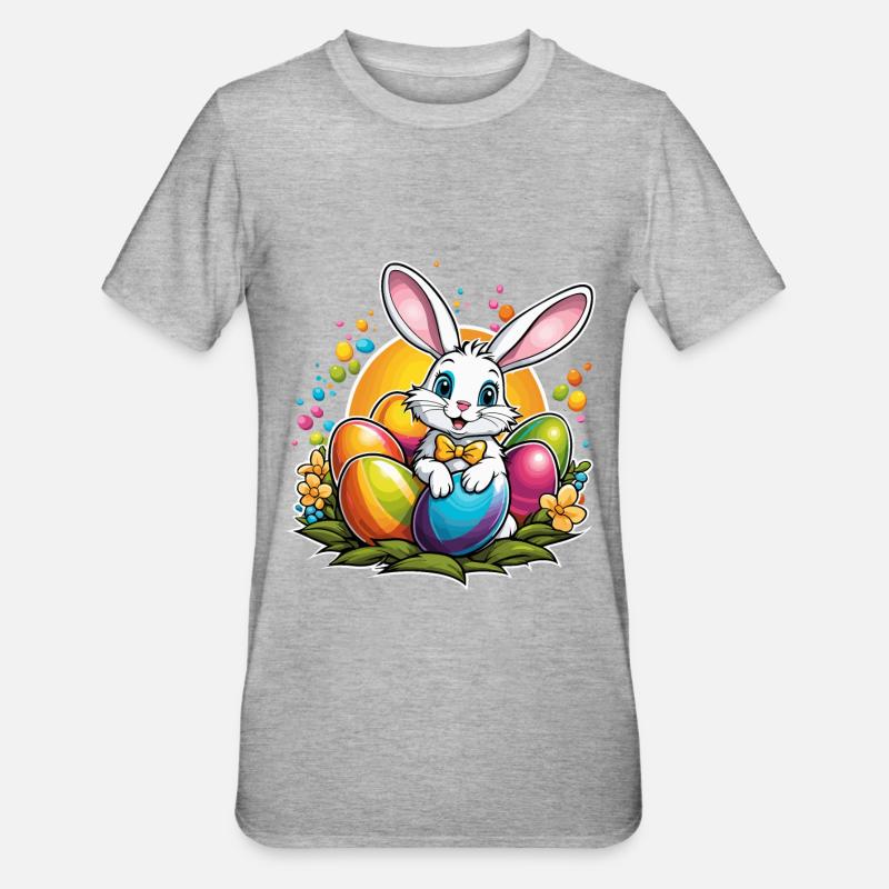 Easter Bunny Easter Illustration - Unisex Polycotton T-Shirt - heather grey