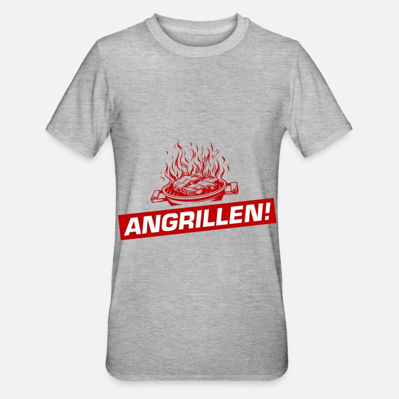 Angrillen Grillen Barbecue - Unisex Polycotton T-Shirt - Grau meliert