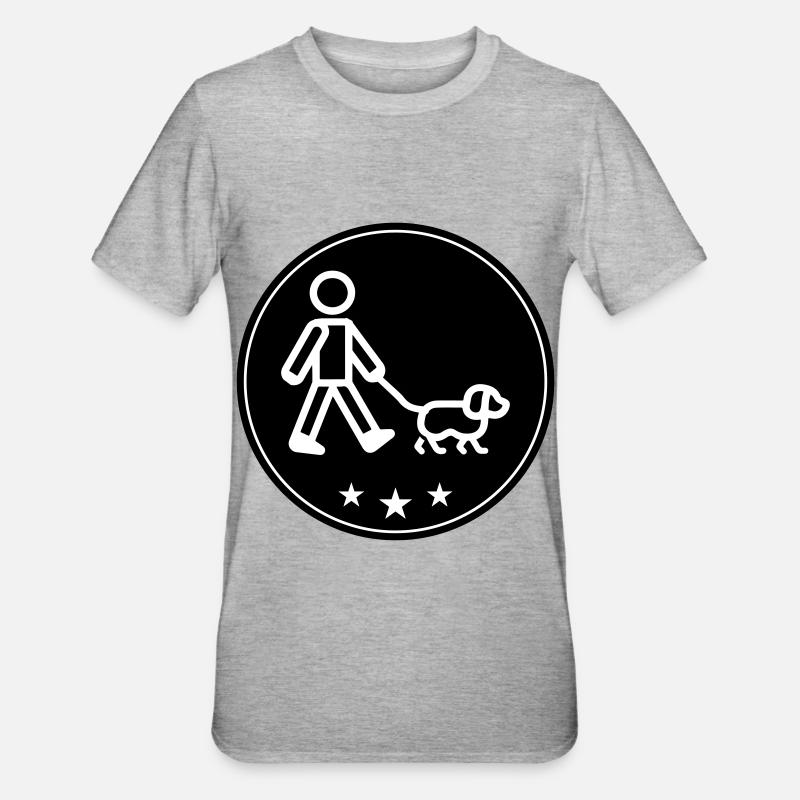 Gassi Gehen Hund - Unisex Polycotton T-Shirt - Grau meliert
