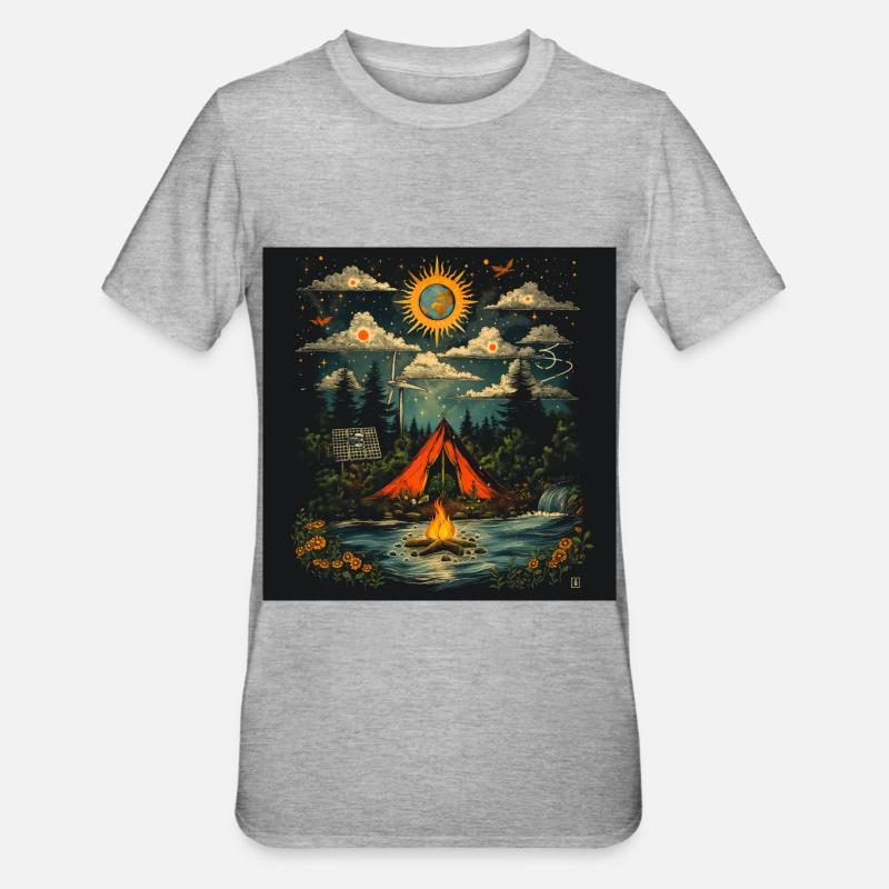 Camping unter den Sternen - Unisex Polycotton T-Shirt - Grau meliert