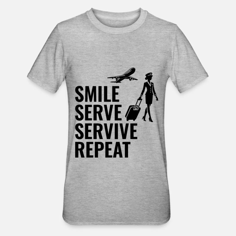 Flugbegleiter Flugpersonal - Unisex Polycotton T-Shirt - Grau meliert