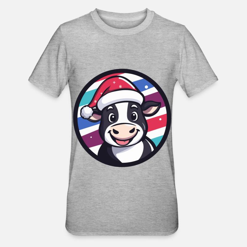 Vache Noël Noël - T-shirt polycoton Unisexe - gris chiné