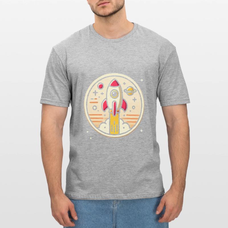 Fusée rétro perdue dans l’espace Graphique T-shirt polycoton Unisexe