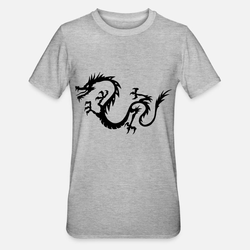 Chinesischer Drache - Unisex Polycotton T-Shirt - Grau meliert
